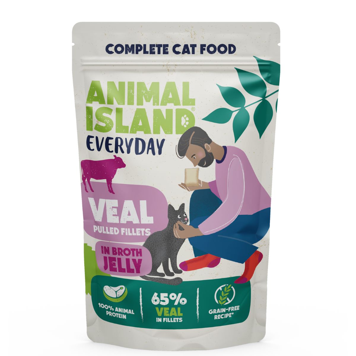 Wet cat food, pulled fillets in veal broth jelly, 85g Everyday