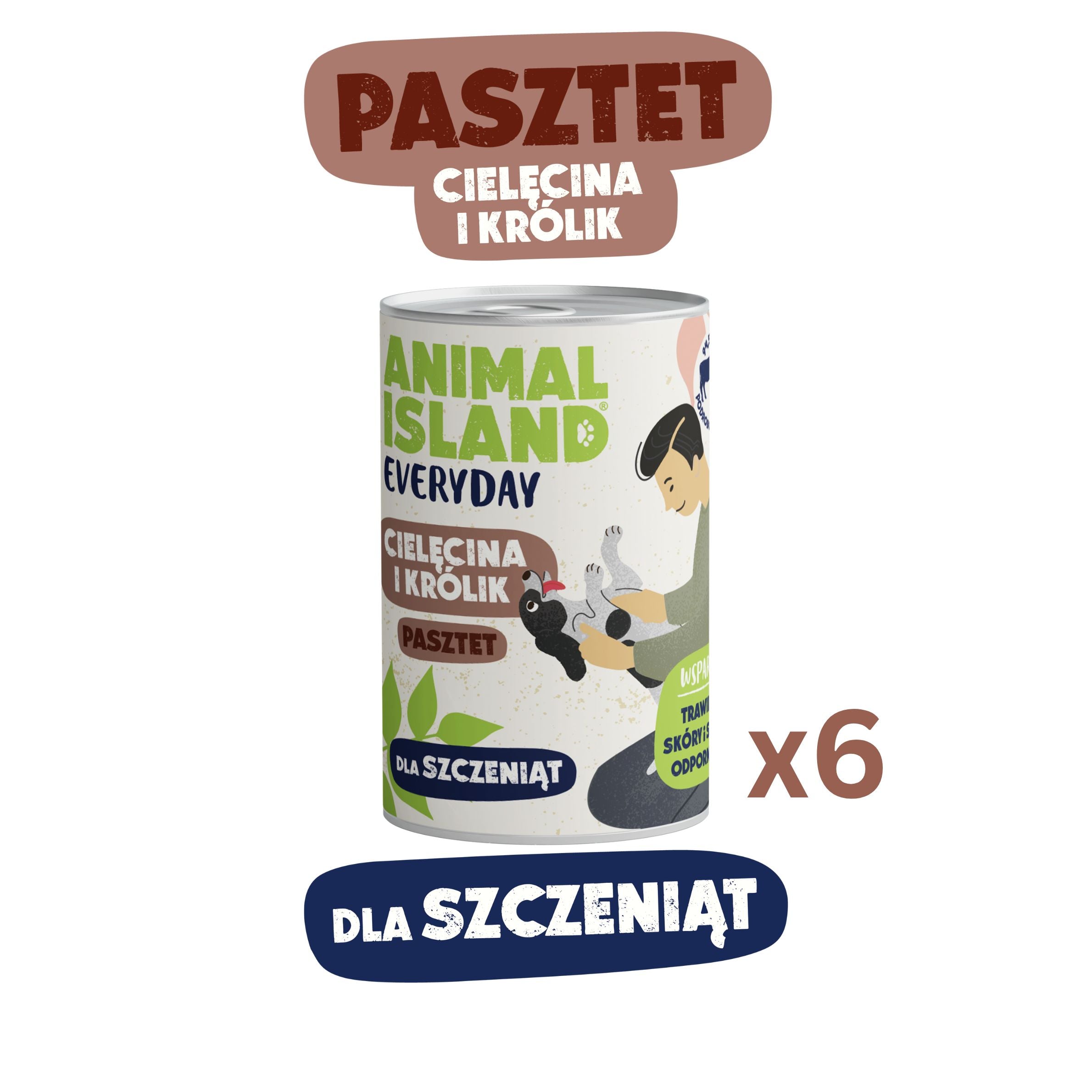 Wet food for puppies with veal and rabbit 6x400g can Everyday