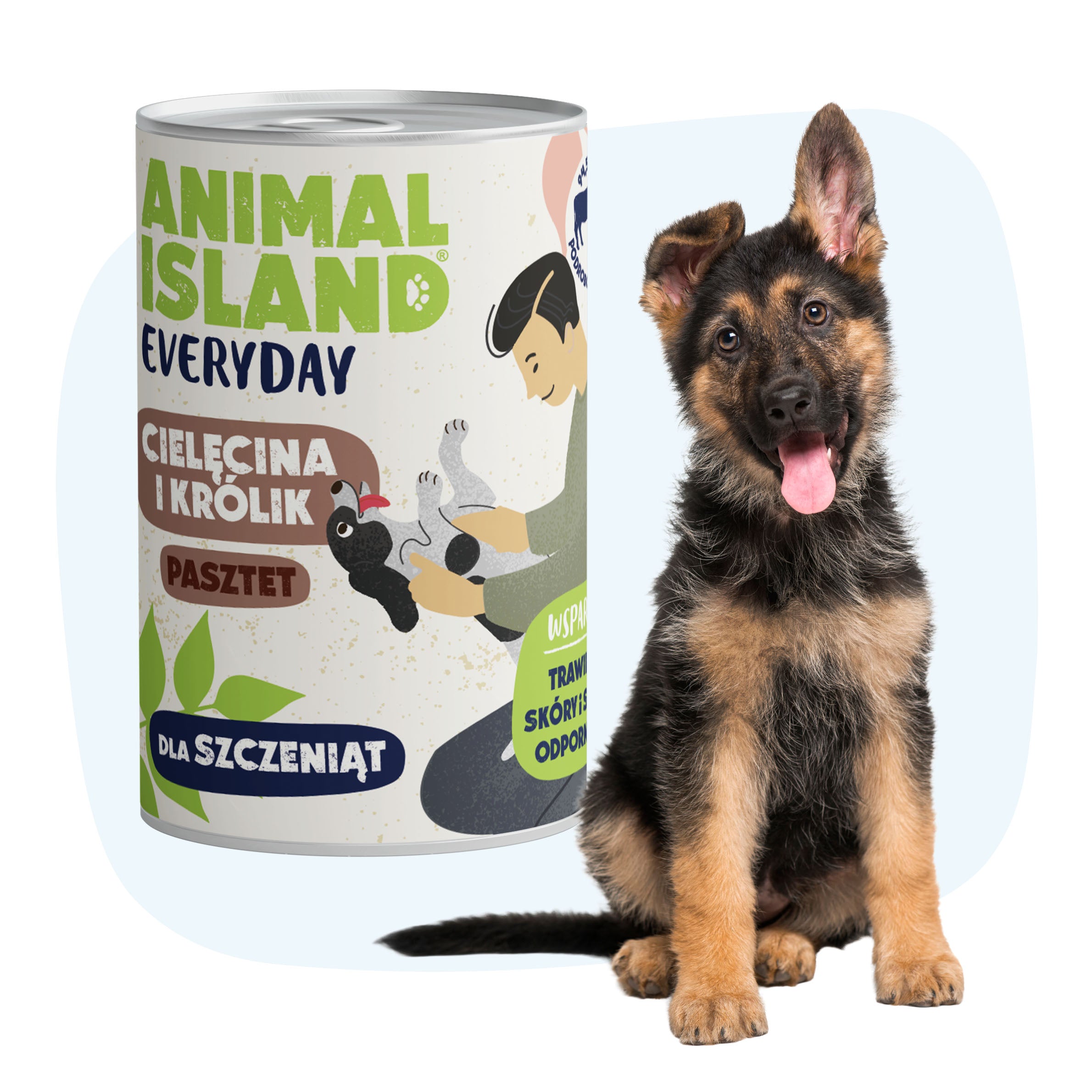 Wet food for puppies with veal and rabbit 400g can Everyday
