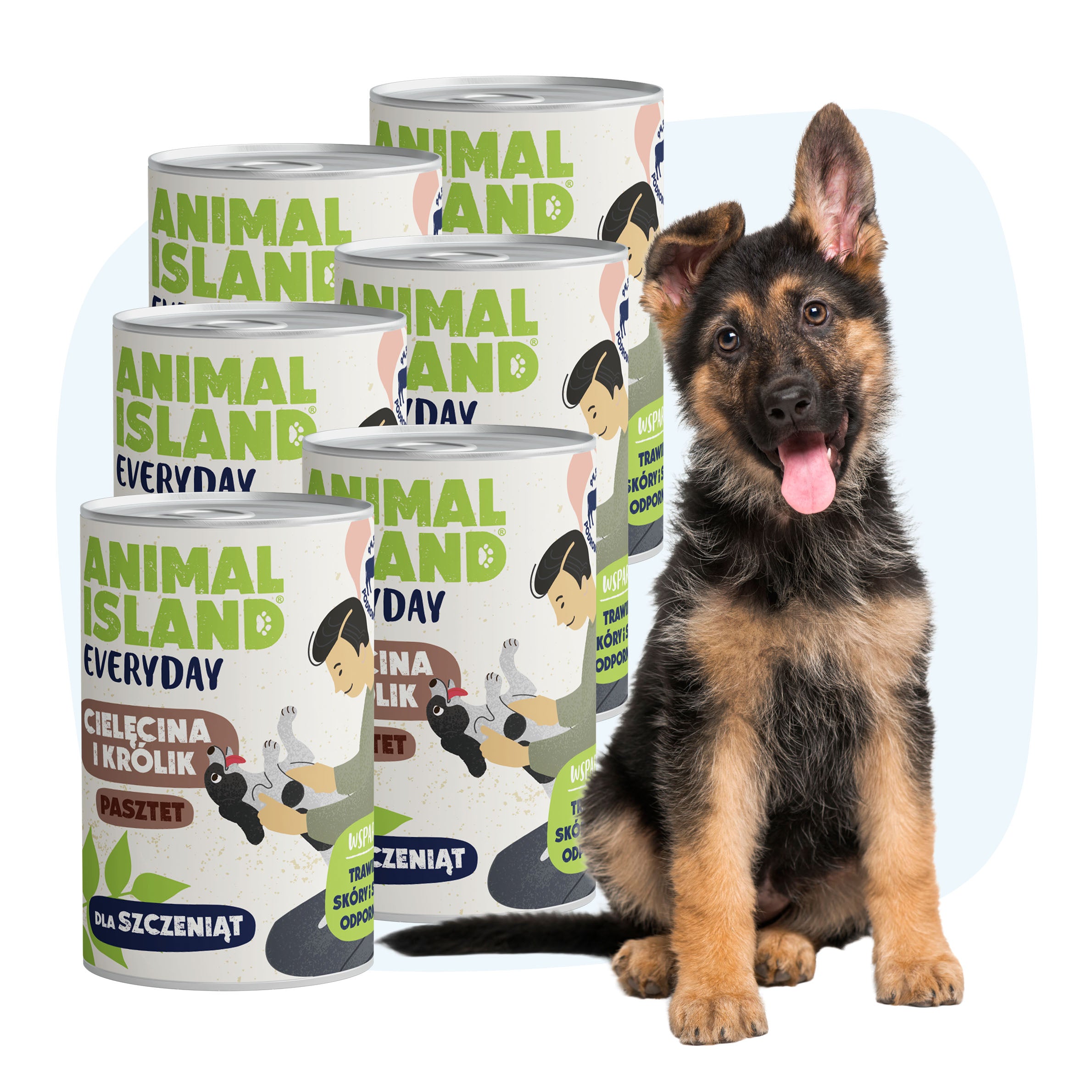 Wet food for puppies with veal and rabbit 6x400g can Everyday