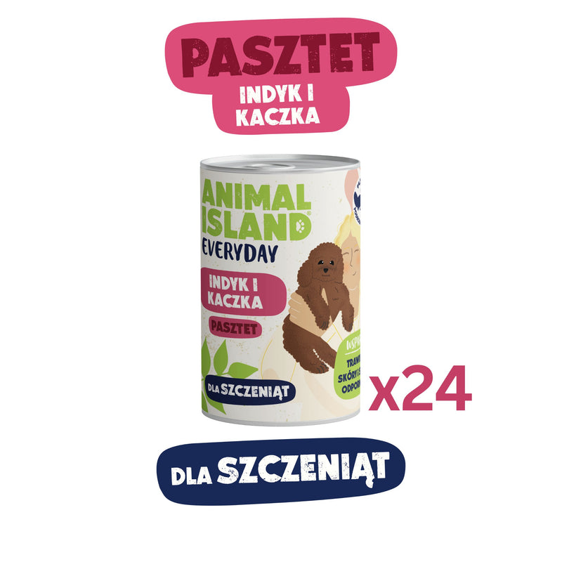 Karma dla Szczeniąt z indyka i kaczki 24x400g puszka Everyday