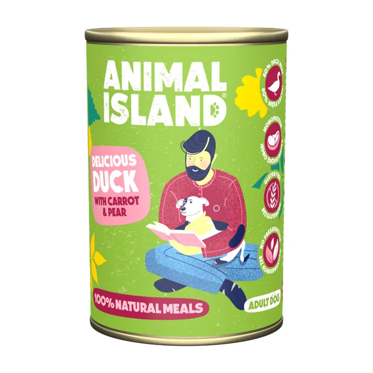 Wet dog food duck with carrot and pear 6x400g Animal Island