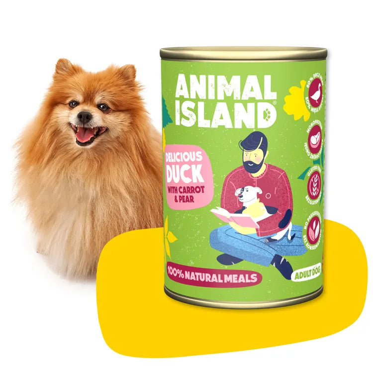Wet dog food duck with carrot and pear 6x400g Animal Island