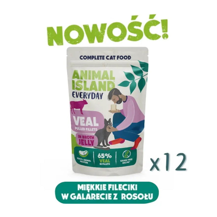 Mokra karma dla Kota szarpane fileciki w galarecie z rosołu cielęcina 85g (12 szt.) Everyday