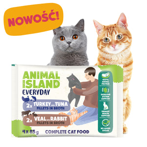 Mokra Karma dla Kota 4 Pack(4x85G) 2xCielęcina/Królik & 2xIndyk/Tuńczyk