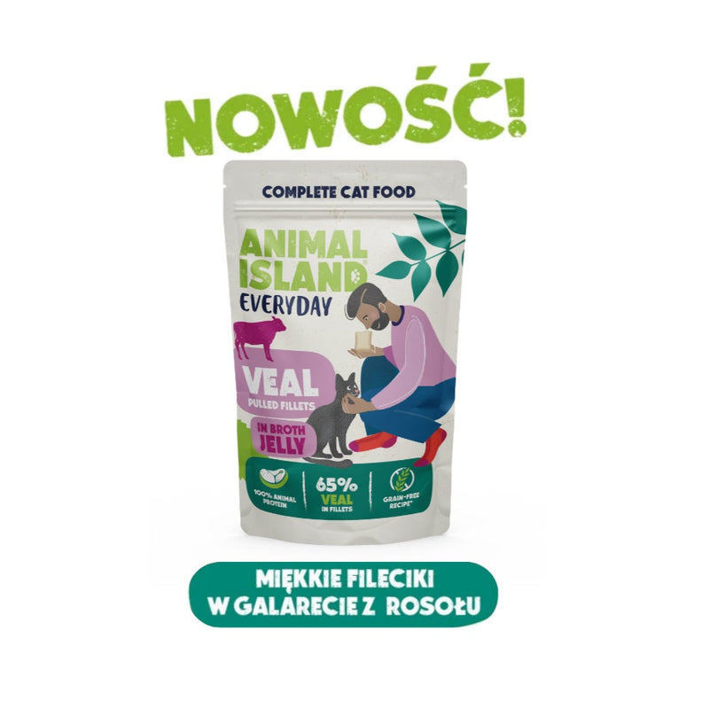 Mokra karma dla Kota szarpane fileciki w galarecie z rosołu cielęcina 85g Everyday