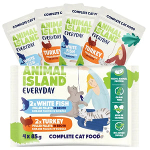 Cat sachets 2 x turkey, 2 x white fish Everyday 4 pack 4 x 85g