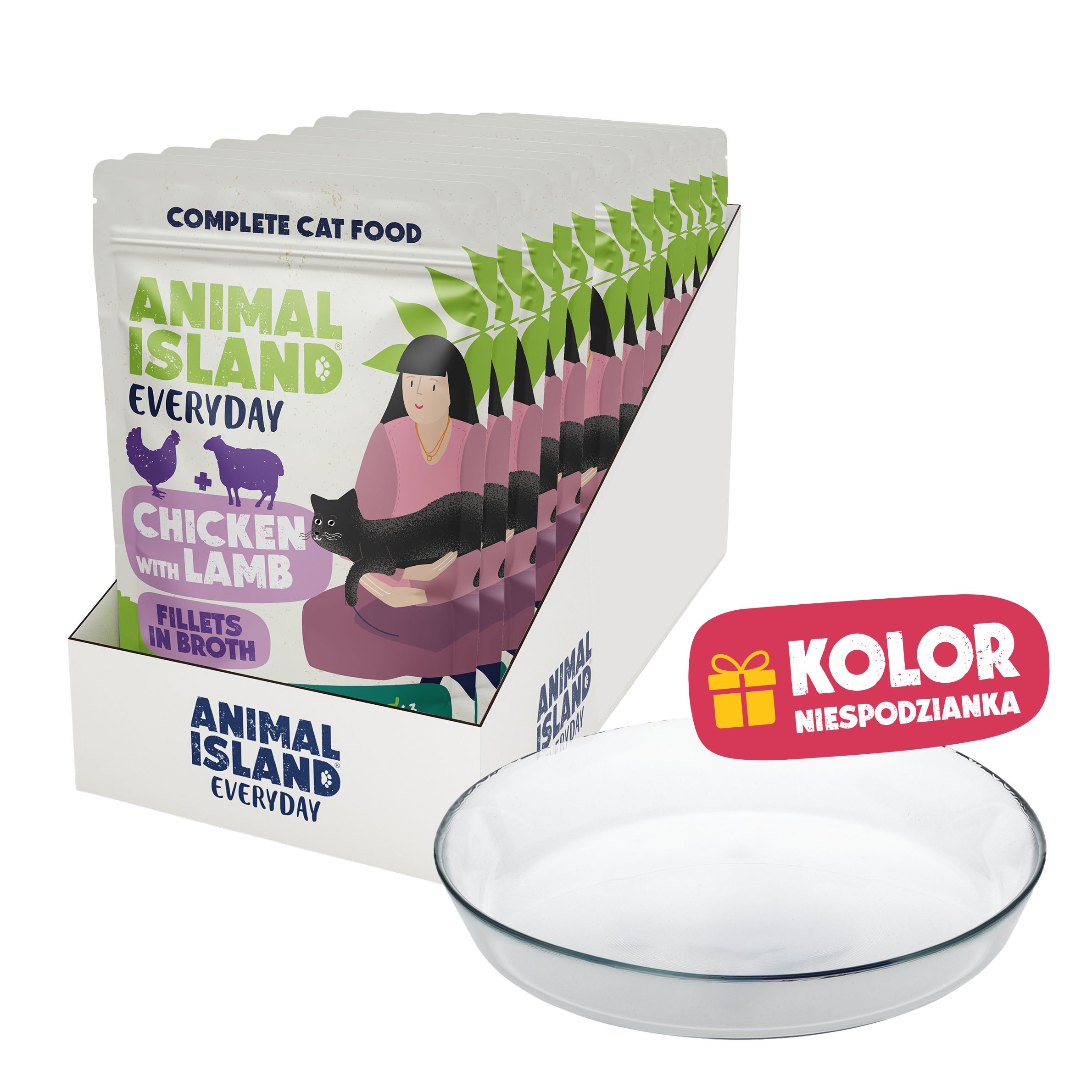 Limitowana Edycja- Mokra Karma Kurczak z Jagnięciną w Rosole 12 x 85 g + Szklany Talerzyk GRATIS
