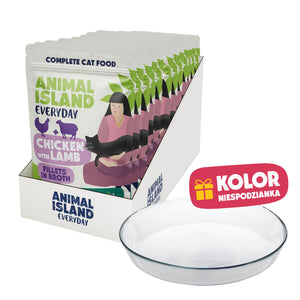 Limitowana Edycja- Mokra Karma Kurczak z Jagnięciną w Rosole 12 x 85 g + Szklany Talerzyk GRATIS