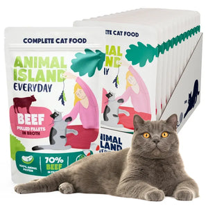 Wet cat food pouches beef 12 x 85g