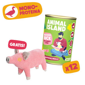 Mokra karma dla Psa kaczka z marchewką 12x400g +Zabawka Świnka!