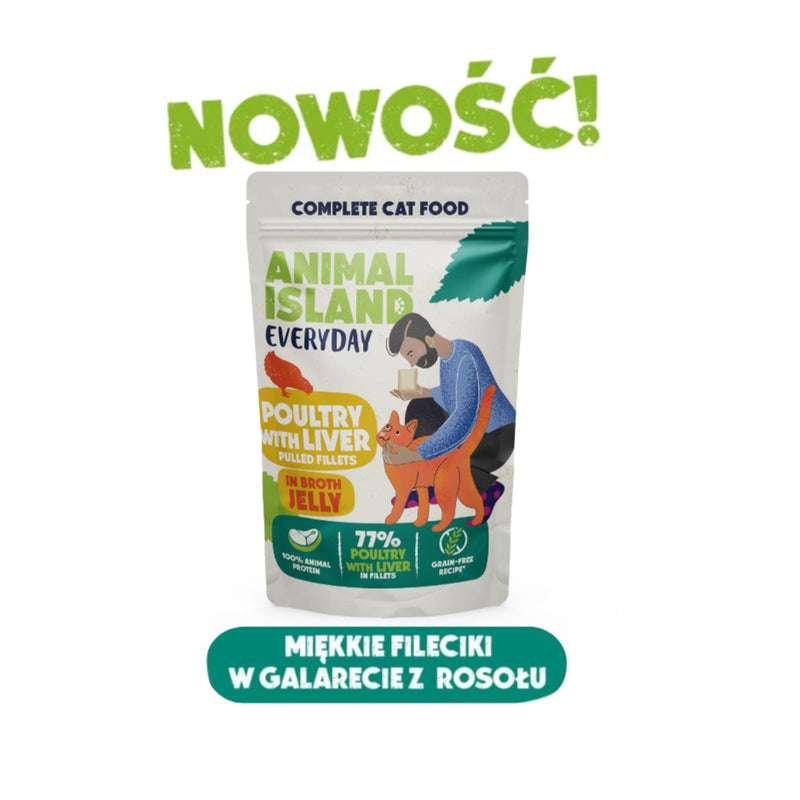 Mokra karma dla Kota szarpane fileciki w galarecie z rosołu drób wątróbka 85g  Everyday