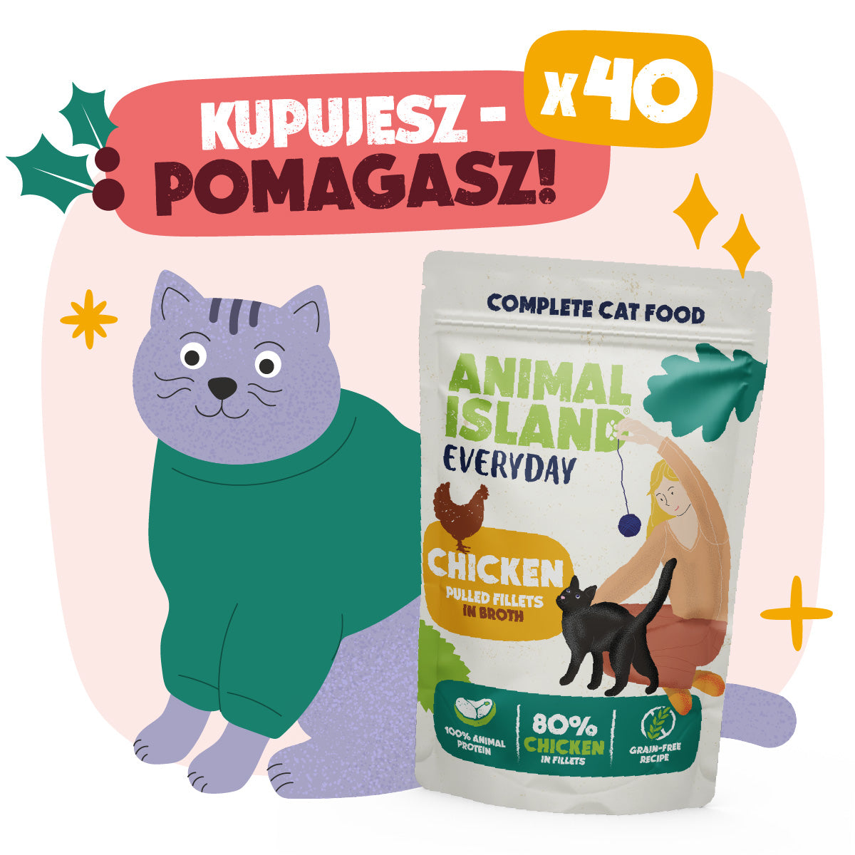 40x85g -Saszetka dla Bezdomniaków – Szarpane Fileciki w Rosole (Kurczak)