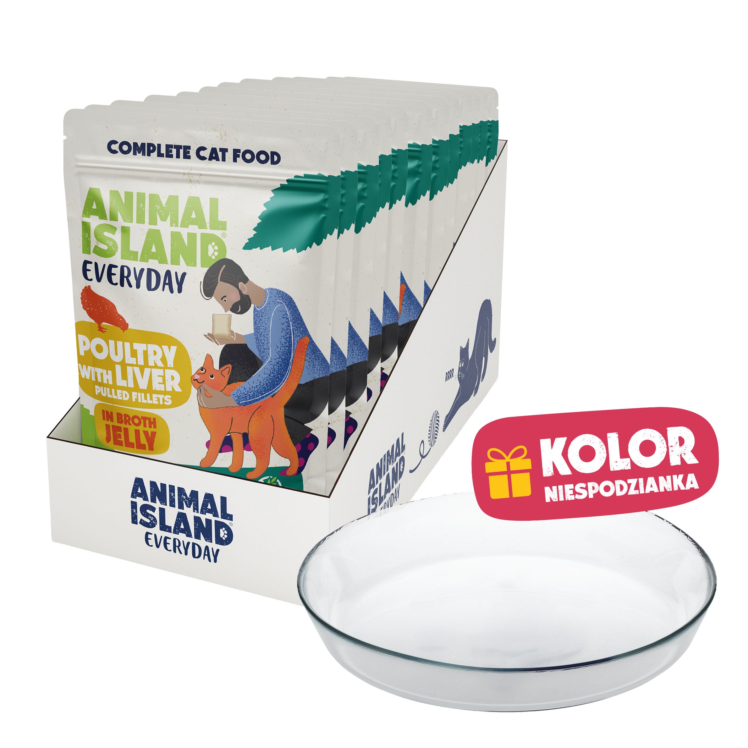 Limitowana Edycja- Mokra Karma Drób z Wątróbką w Galaretce 12 x 85 g + Szklany Talerzyk GRATIS