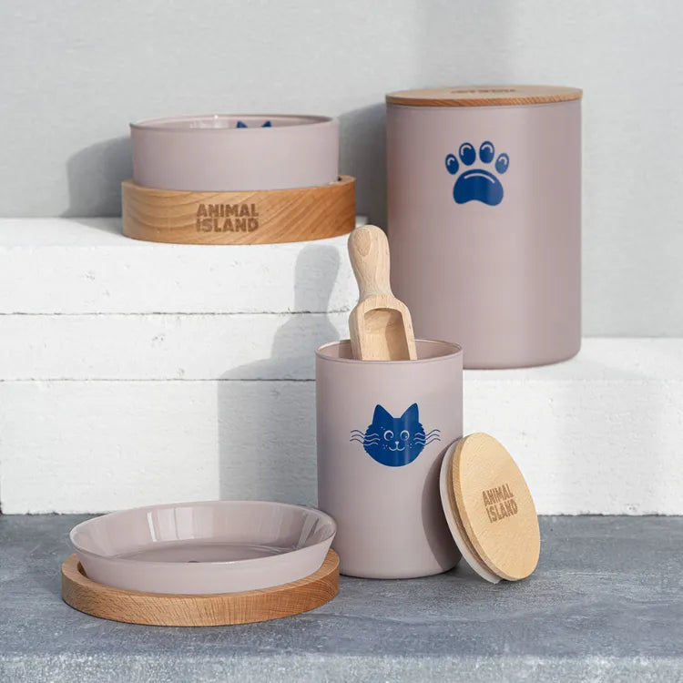 Cat food container with a cat head size S color Cashmere Pink Animal