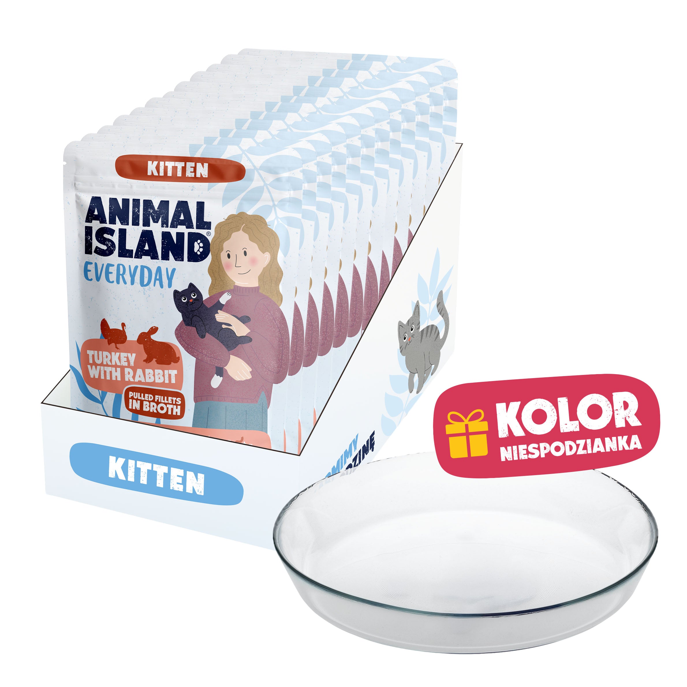 Limitowana Edycja- Mokra Karma  dla Kocią Indyk z Królikiem w Rosole 12 x 85 g + Szklany Talerzyk GRATIS