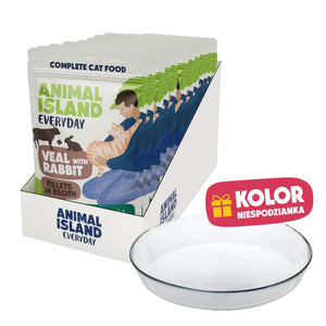 Limitowana Edycja- Mokra Karma Cielęcina z Królikiem w Rosole 12 x 85 g + Szklany Talerzyk GRATIS