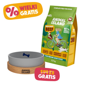 Zestaw Brilliant Beef + Miska GRATIS! | Bezzbożowa karma wołowa 12 kg Animal Island