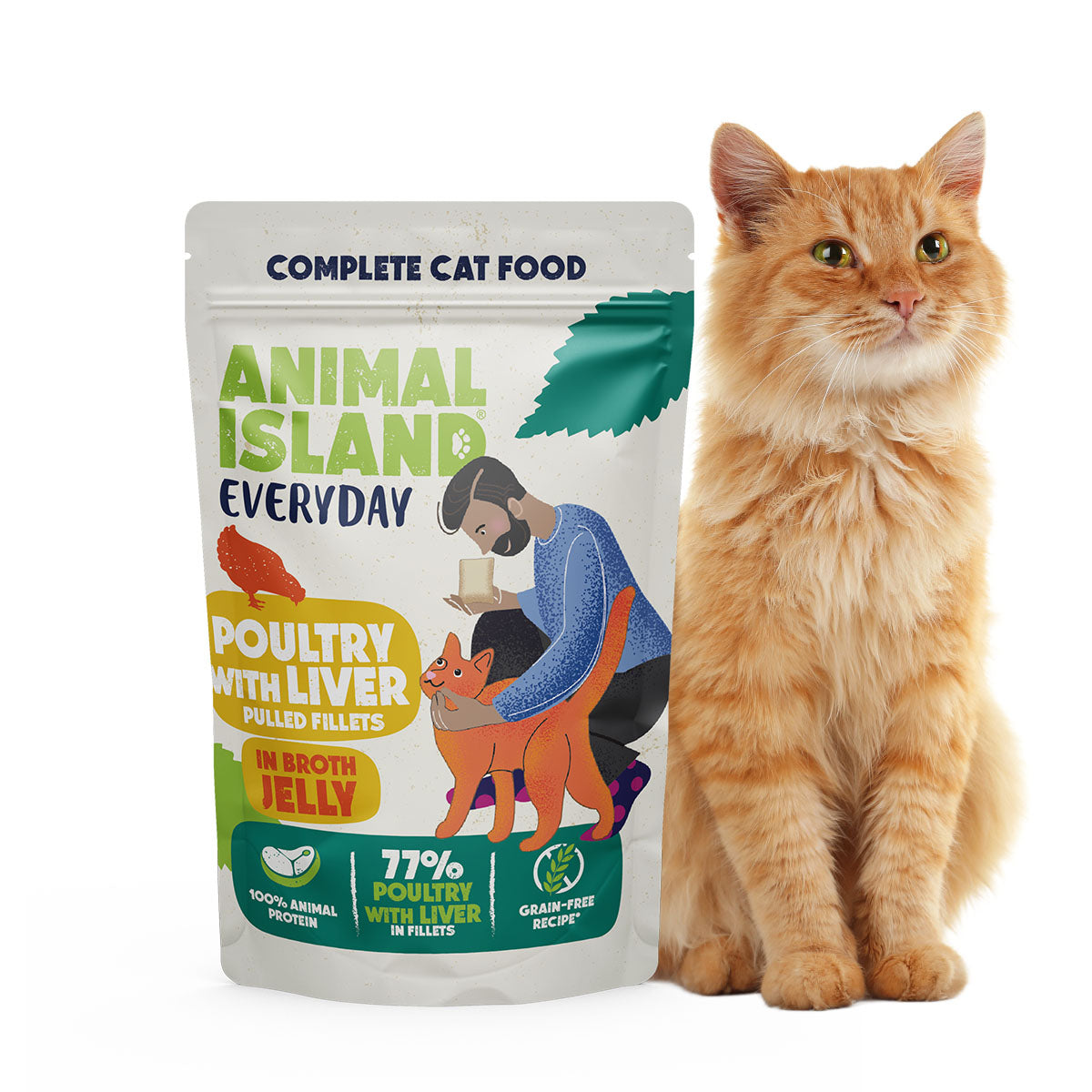 Wet cat food, jerky fillets in broth jelly, poultry liver, 85g Everyday 