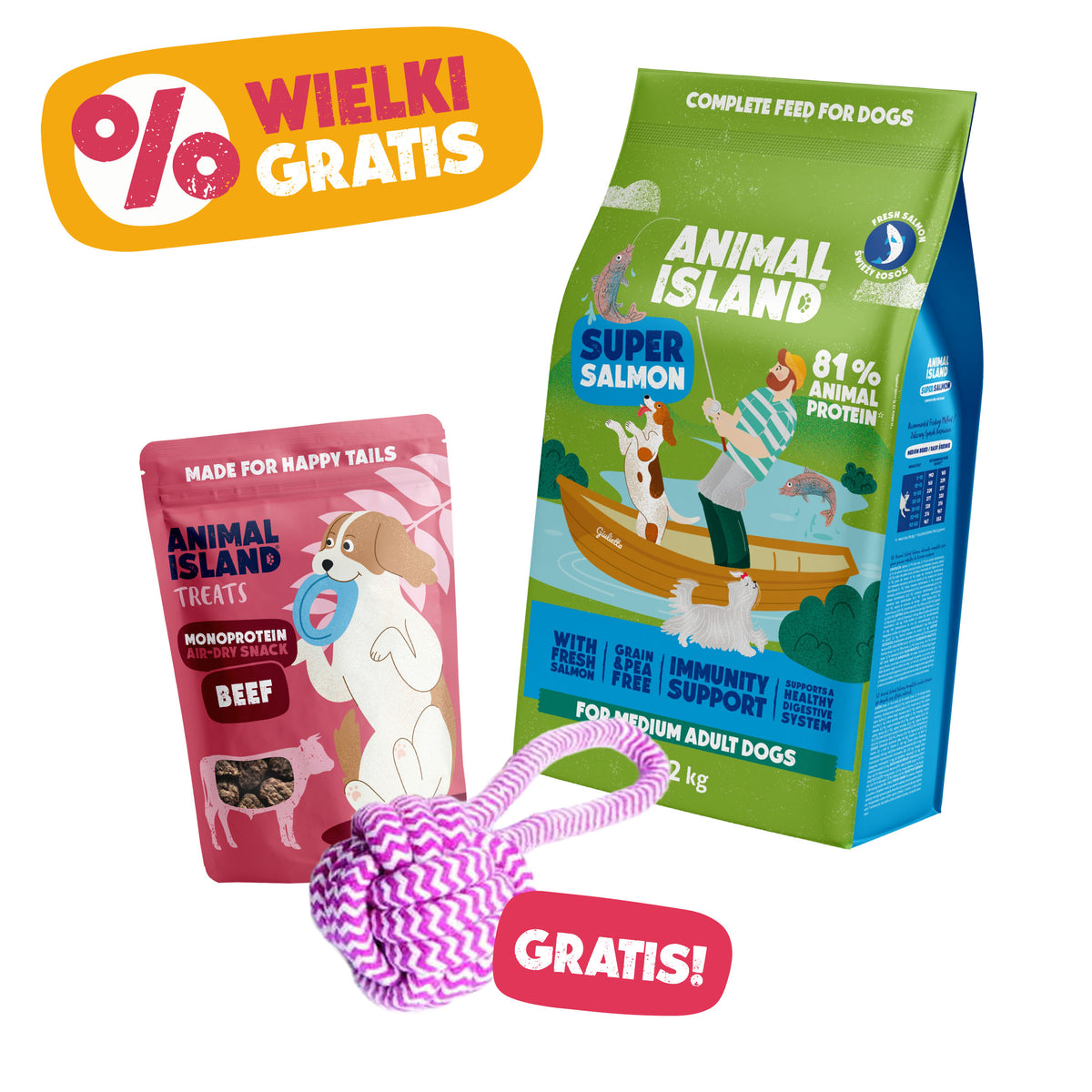 Animal Island Salmon  12 kg – bezzbożowa karma sucha z łososiem dla psów+ GRATISY!