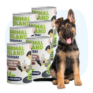 Wet food for puppies with veal and rabbit 6x400g can Everyday
