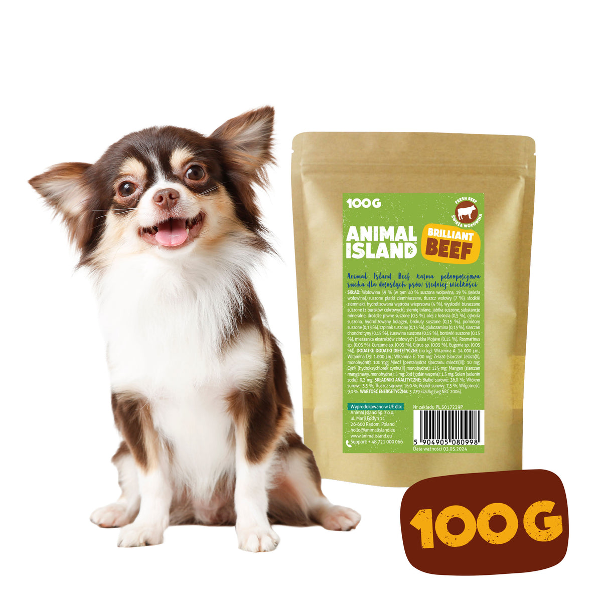 Dry Dog Food Beef 100g