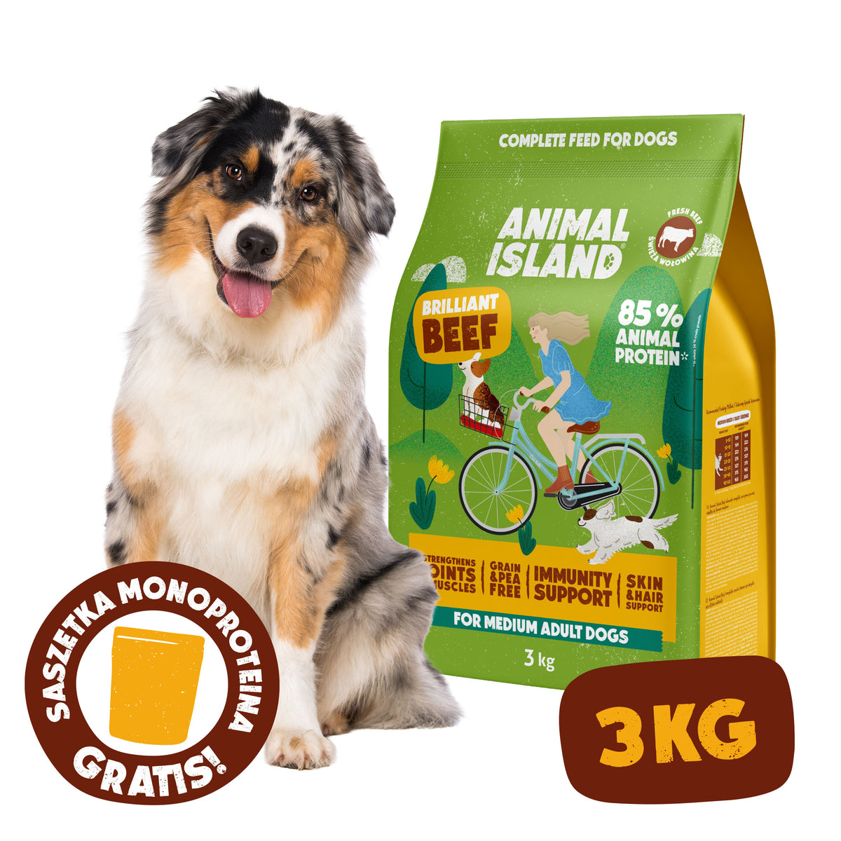 Dry dog ​​food beef 3 kg Animal Island