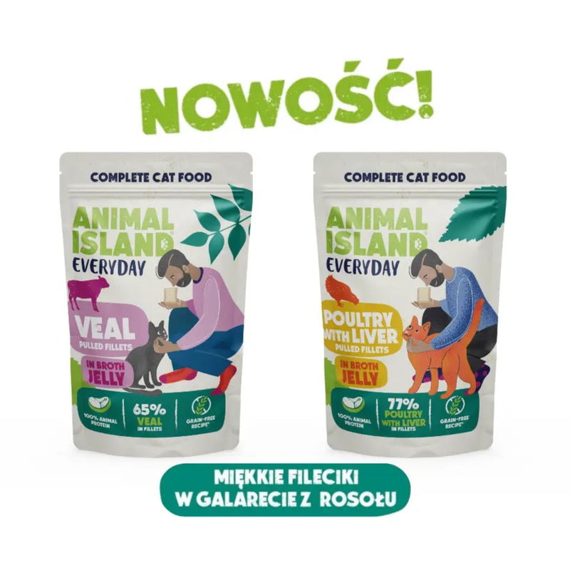 Mokra kara dla Kota 4 pak (4 x 85 g) 2 x drób z wątróbką, 2 x cielęcina (fileciki w galarecie) Everyday