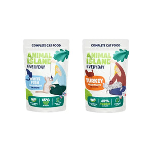 Cat sachets 2 x turkey, 2 x white fish Everyday 4 pack 4 x 85g