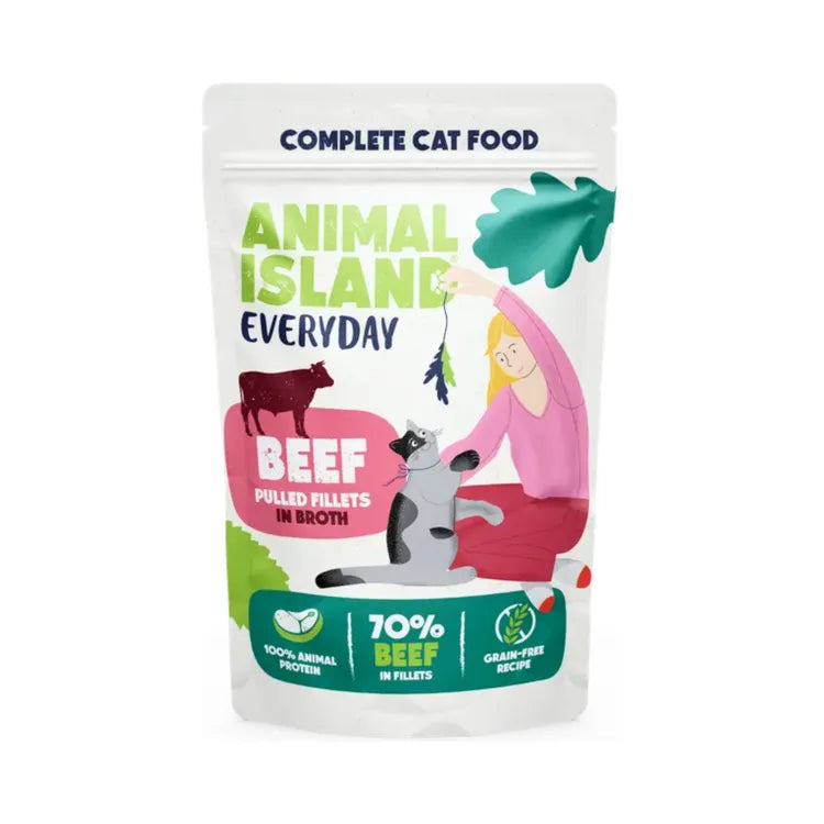 Wet cat food pouches beef 12 x 85g