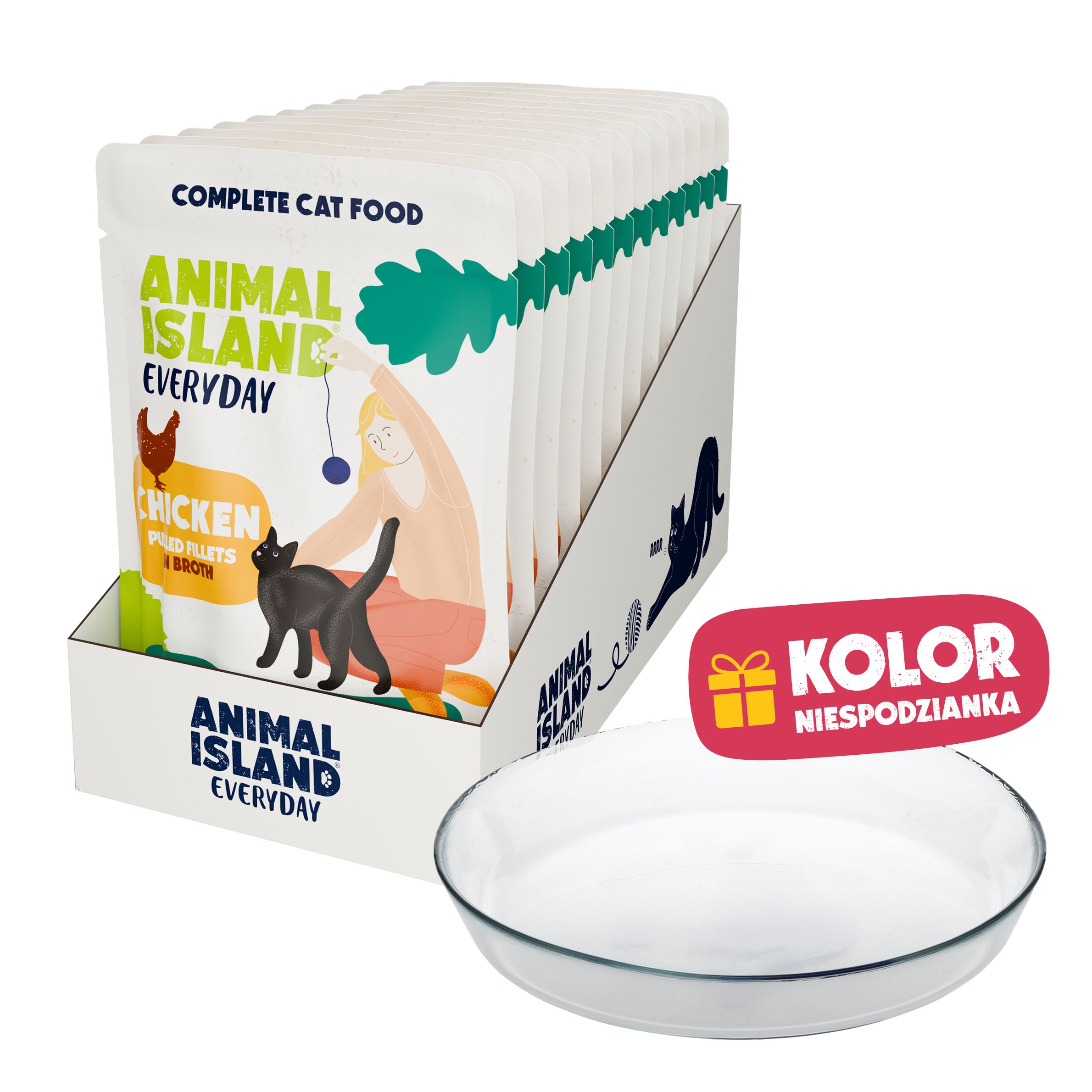 Limitowana Edycja- Mokra Karma Kurczak w Rosole 12 x 85 g + Szklany Talerzyk GRATIS!