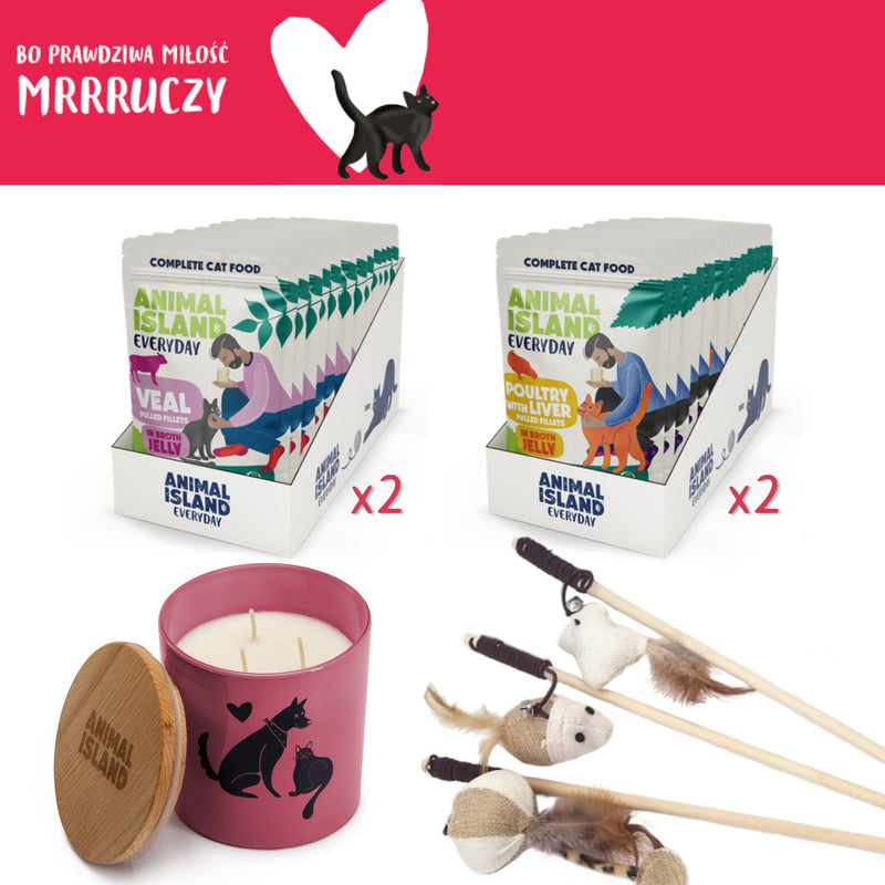 Zestaw LOVE Box dla kota - saszetki w galarecie 2x (12szt Drób /12szt Cielęcina, 48 szt.)