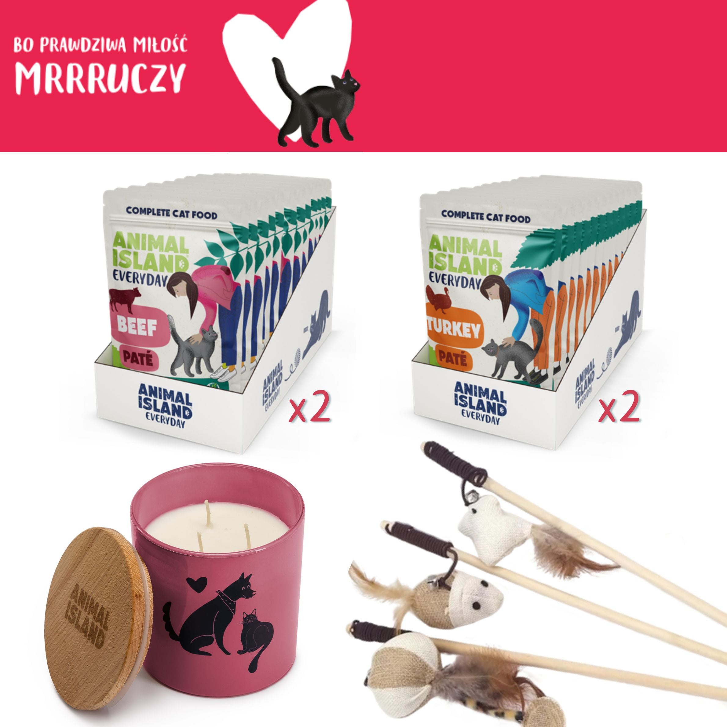 Zestaw LOVE Box dla kota - saszetki pasztet 2x (12szt indyk / 12szt wołowina, 48 szt.)