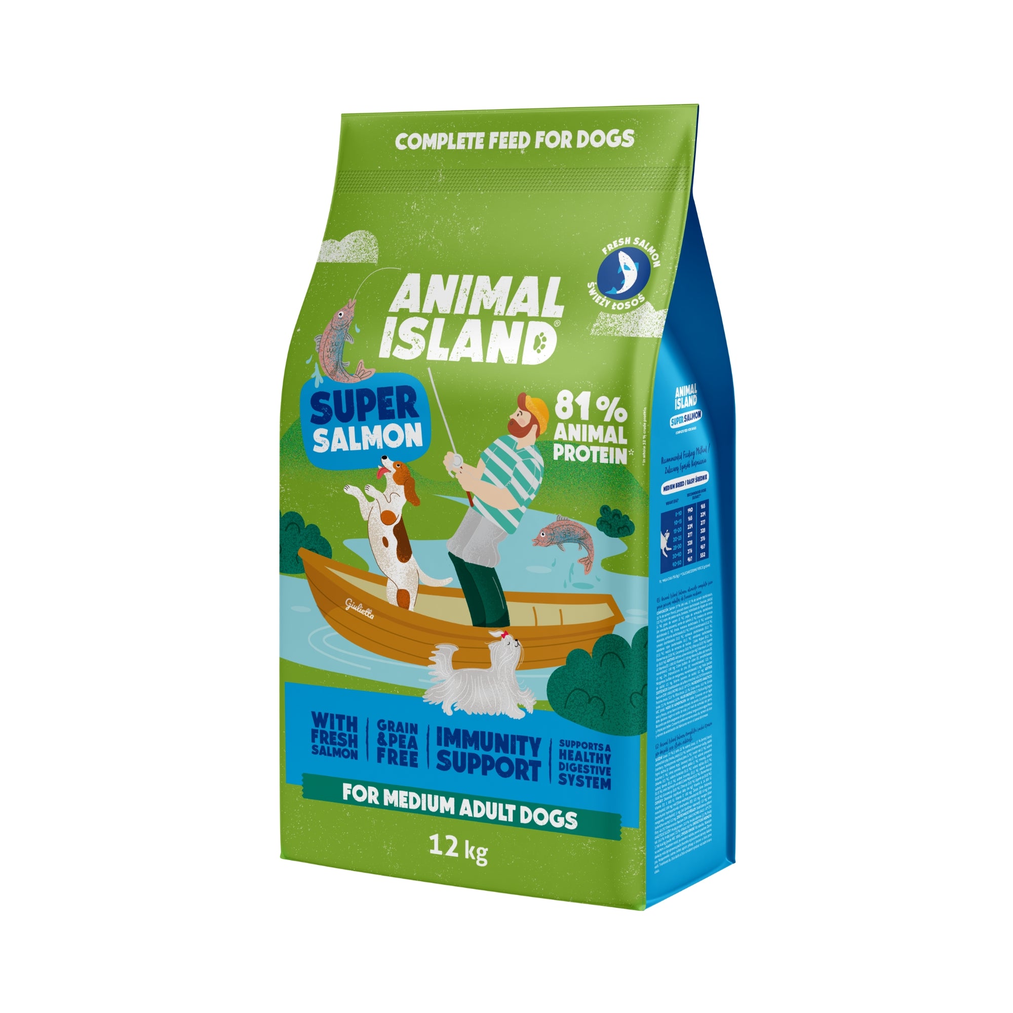 Healthy Skin Without Dandruff Set: Dry food with salmon 12kg + wet food from the Everyday line turkey/rabbit 6x400g